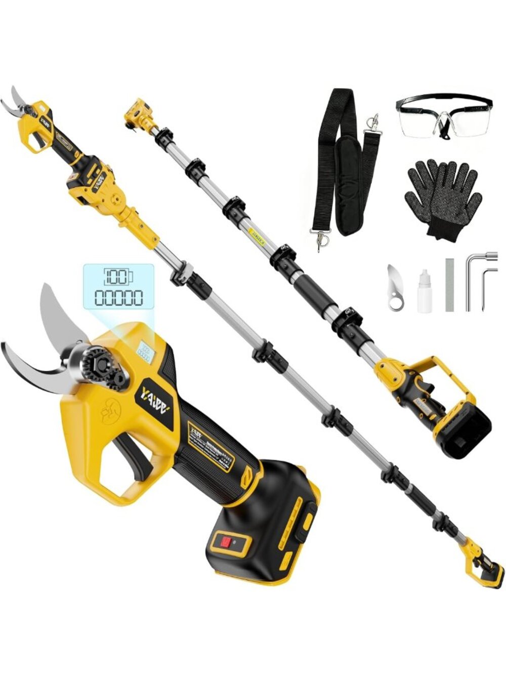 2-in-1 Electric Pruning Shears & Adjustable Pole Pruner for Gardening & Trimming